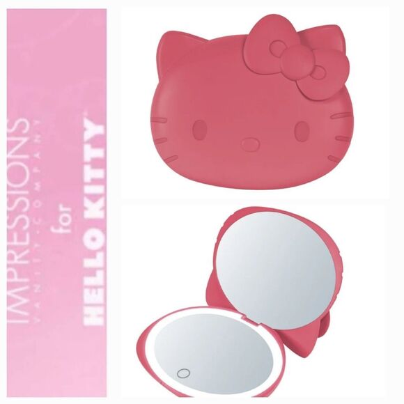 Impressions X Hello Kitty Kawaii Battery Compact Mirror w/Special Finish- Red - Picture 1 of 8